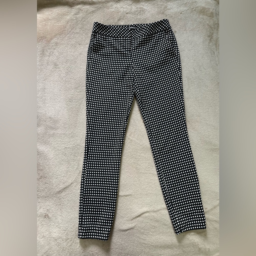 Express Columnist Monochrome Checkered Pants Size 00R